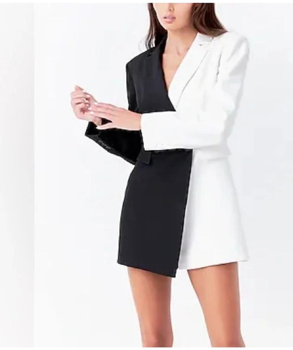 Endless Rose Black & White Colorblock Blazer Romper